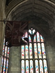 stained glass windows and old flags make for great aesthetics